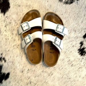 Birkenstock leather sandals.